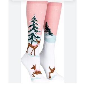 NWT Sock It To‎ Me Womens Doe-nt Forget Your Scarf Knee High Socks